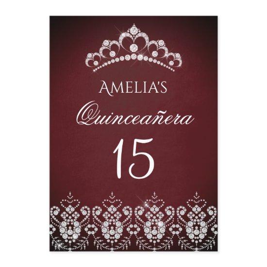 Sparkle Tiara Silver Burgundy Quinceanera