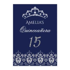 Sparkle Tiara Silver Navy Quinceanera