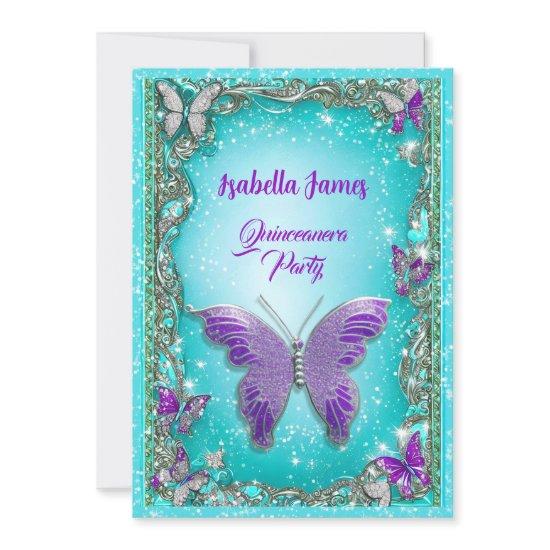 sparkle turquoise glitter diamond Butterflies chic