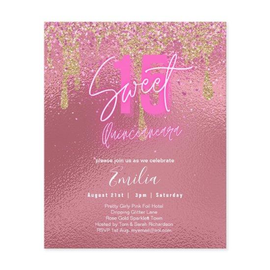 Sparkles Sweet16 Pretty Girly Pink 16th Birthday Flyer