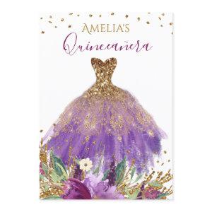 Sparkling Amethyst Dress Quinceanera Invite