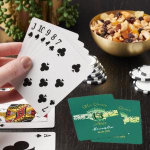 Sparkling Emerald Green Quinceañera Spanish Poker Cards