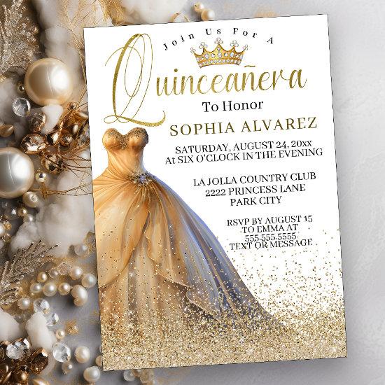 Sparkling Gold Gown Quinceanera