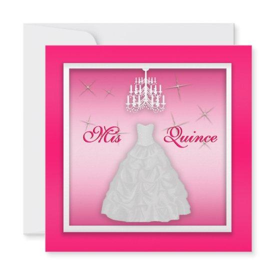 Sparkling Quinceanera Invite Hot Pink White