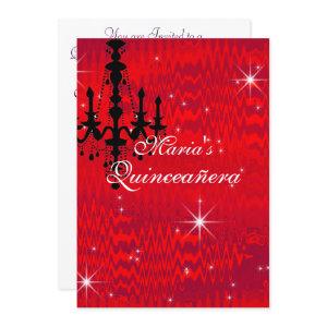Sparkling Red with Chandelier a Stars Quinceanera
