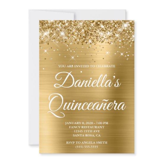 Sparkly Glittery Gold Foil Quinceañera