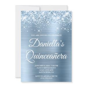 Sparkly Glittery Light Blue Foil Quinceañera