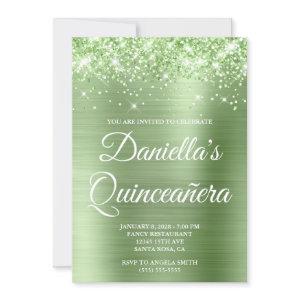 Sparkly Glittery Light Green Foil Quinceañera
