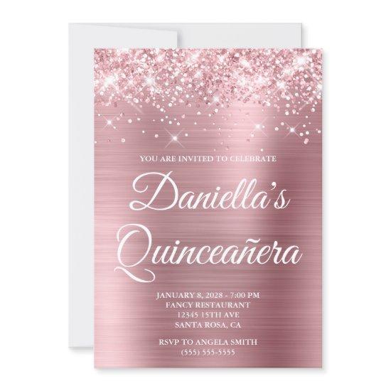 Sparkly Glittery Light Pink Foil Quinceañera