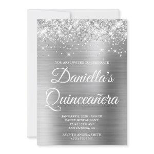 Sparkly Glittery Silver Foil Quinceañera