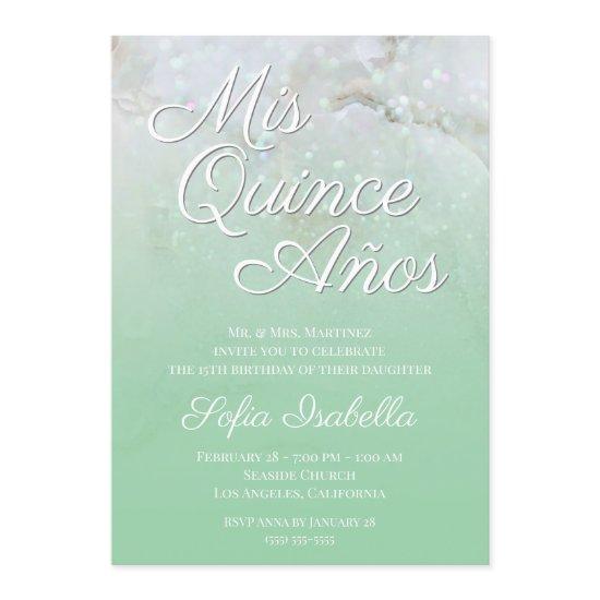 Sparkly Marble Mint Green Ombre Mis Quince Años