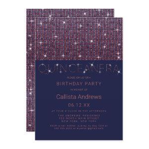 Sparkly Navy Pink Glitter Sequins Quinceañera