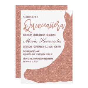Sparkly White Rose Gold Glitter Dress Quinceañera