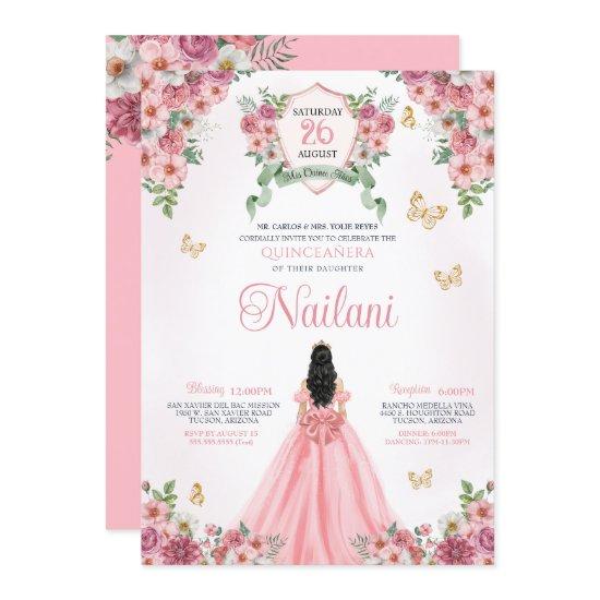 Spring Bloom Butterfly Pink Floral Quinceanera