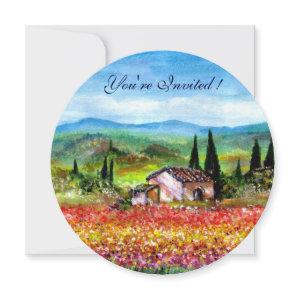 SPRING  IN TUSCANY, bright red pink yellow blue