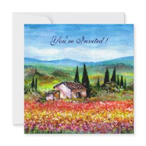 SPRING  IN TUSCANY, bright red pink yellow blue