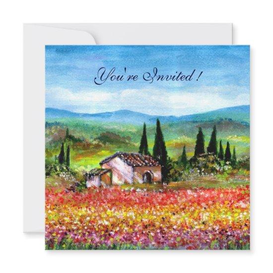 SPRING  IN TUSCANY, bright red pink yellow blue