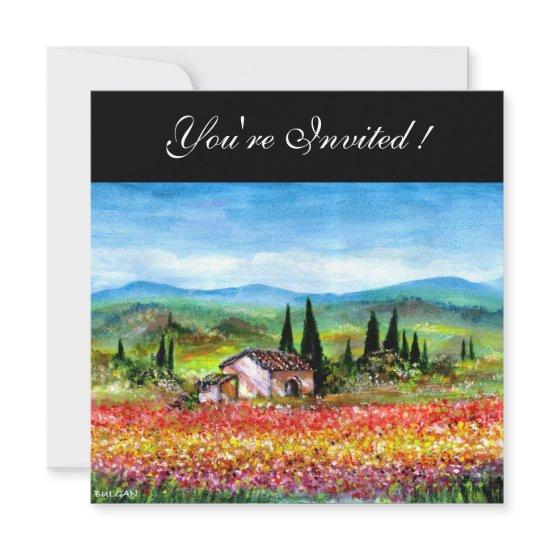 SPRING  IN TUSCANY, bright red pink yellow blue