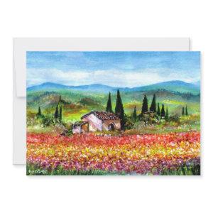SPRING  IN TUSCANY, bright red pink yellow blue