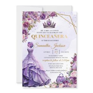 Spring purple flowers Princess Dress Quinceanera