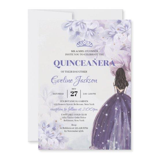 Spring purple flowers Princess Dress Quinceanera