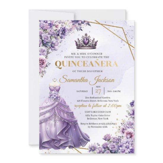 Spring purple flowers Princess Dress Quinceañera