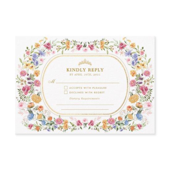 Spring Wildflower Quinceanera Mis Quince Anos RSVP Enclosure Card