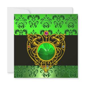 ST. PATRICK'S CELTIC HEART Green Damask Monogram
