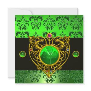ST. PATRICK'S CELTIC HEART Green Damask Monogram