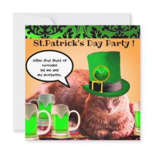 ST.PATRICK'S DAY CAT LEPRECHAUN HAT IRISH BEER