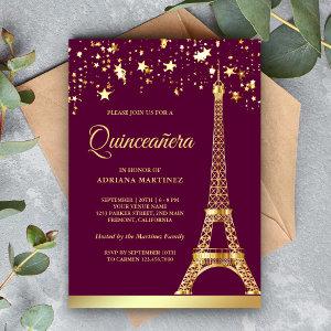 Star Confetti Gold Eiffel Tower Pink Quinceanera