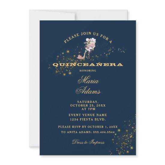 Starry Midnight Blue Quinceañera