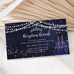 Starry Night Navy Blue Gown Quinceañera Reception Enclosure Card