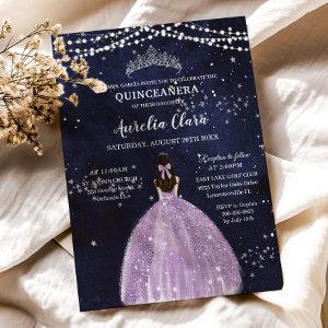 Starry Night Purple Lilac Dress Silver Quinceañera