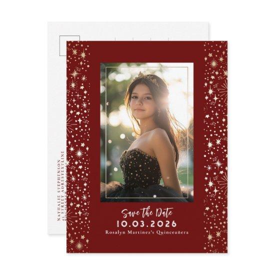 Stars Celestial QUINCEANERA Save The Date Photo Announcement Postcard