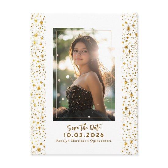 Stars Celestial QUINCEANERA Save The Date Photo Announcement Postcard