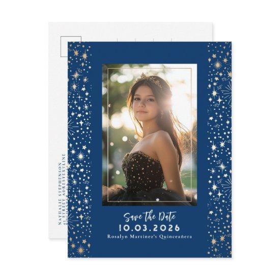 Stars Celestial QUINCEANERA Save The Date Photo Announcement Postcard