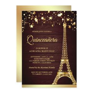 Stars Confetti Gold Foil Eiffel Tower Quinceanera