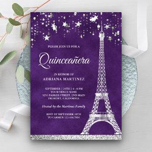 Stars Confetti Silver Eiffel Tower Quinceanera