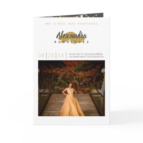 Steel Gray and Gold Photo Quinceanera
