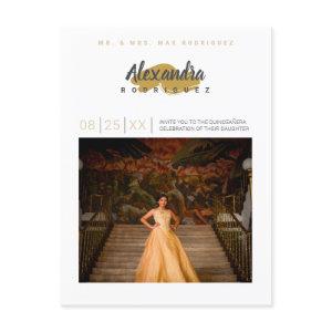 Steel Gray and Gold Photo Quinceanera  Postcard