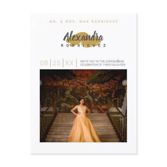 Steel Gray and Gold Photo Quinceanera  Postcard