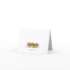 Steel Gray and Gold Quinceanera Thank You Card