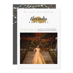 Steel Gray & Gold Photo Quinceanera