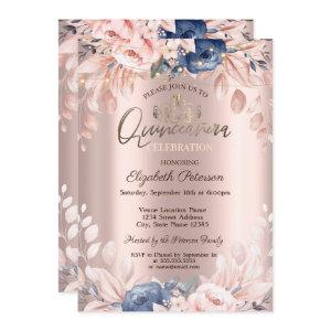 String Lights Blue Flowers Rose Gold Quinceañera
