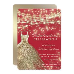 String lights gold red glitter dress