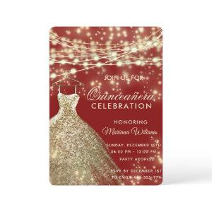 String lights gold red glitter dress
