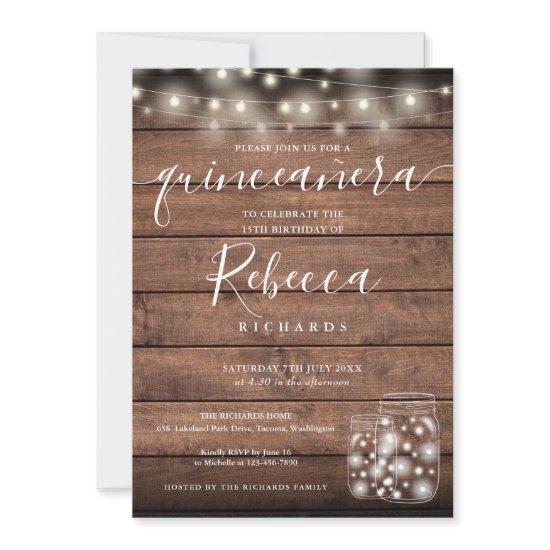 String Lights Mason Jars Script Quinceañera 15th
