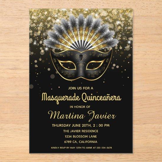 Stylish Masquerade Quinceañera 15th Birthday Acrylic