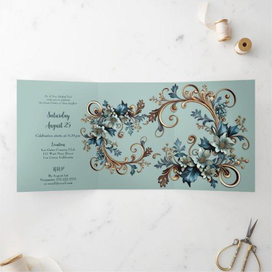 Stylish Metallic Floral Sweet 16 Party